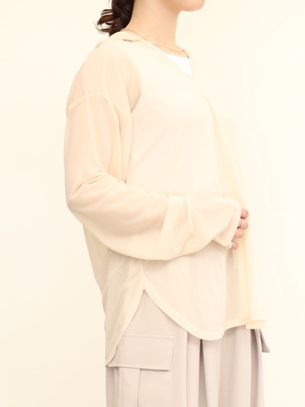 【CHIGNON】フロストシアー長袖フーディー 