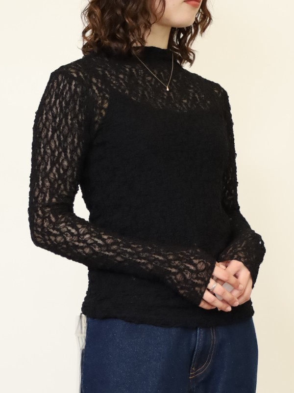 【MICA&DEAL】レースボトルネック長袖トップス