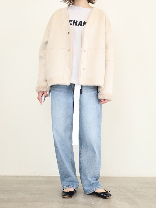 【MICA&DEAL】リバーシブルVネックボアショートコート