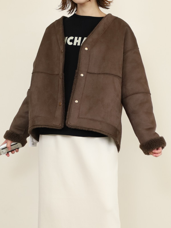 【MICA&DEAL】リバーシブルVネックボアショートコート