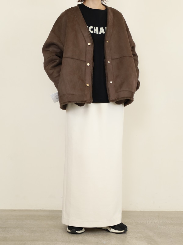【MICA&DEAL】リバーシブルVネックボアショートコート