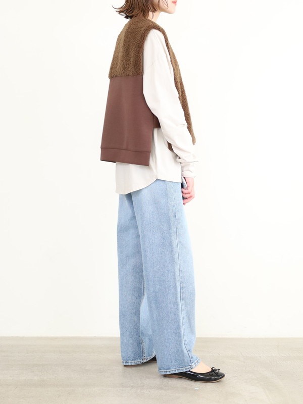 【trois】ボア×ポンチショート丈ベスト
