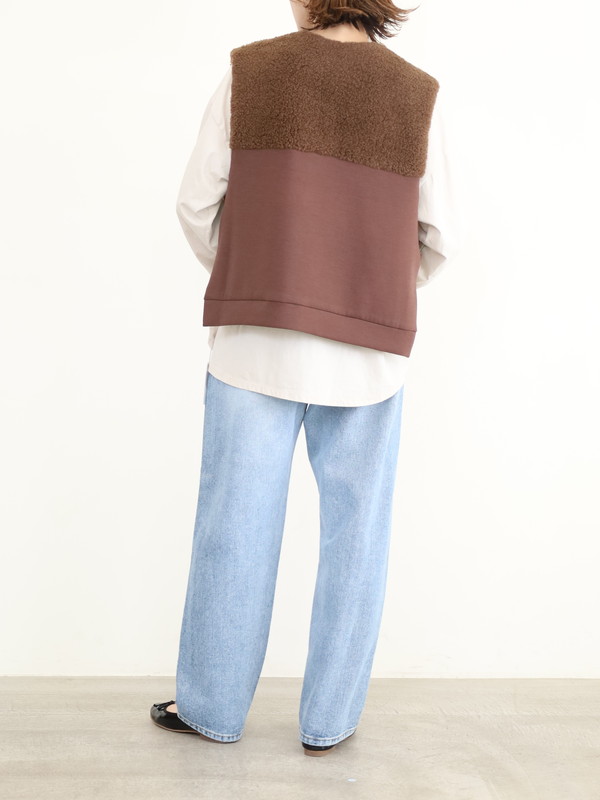 【trois】ボア×ポンチショート丈ベスト