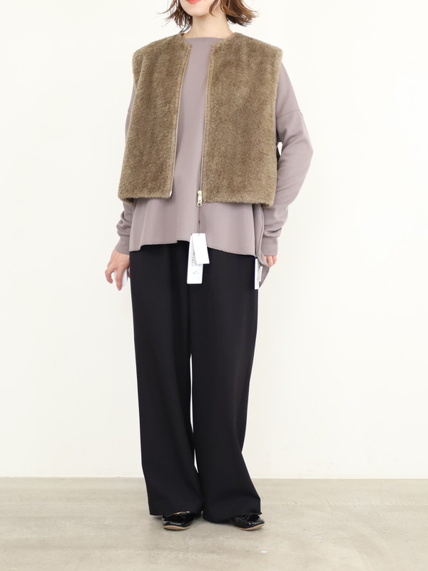 【trois】ボア×ポンチショート丈ベスト