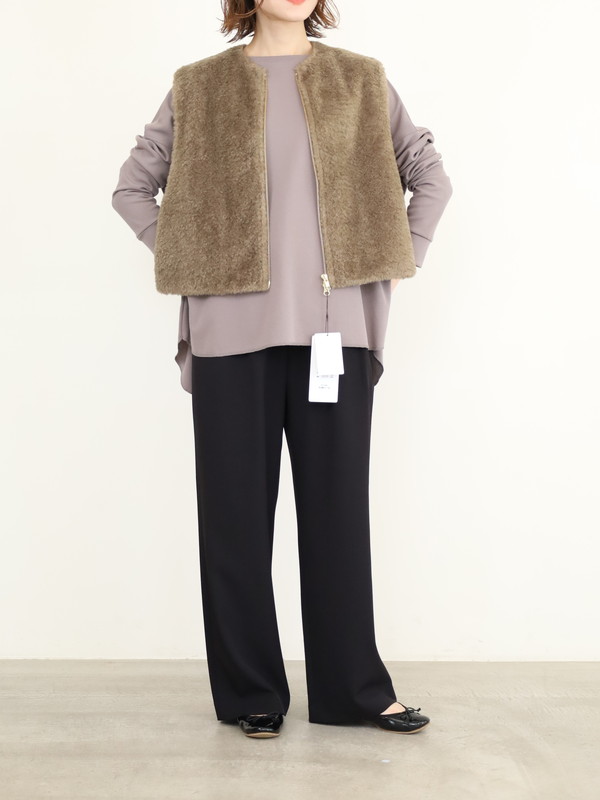 【trois】ボア×ポンチショート丈ベスト