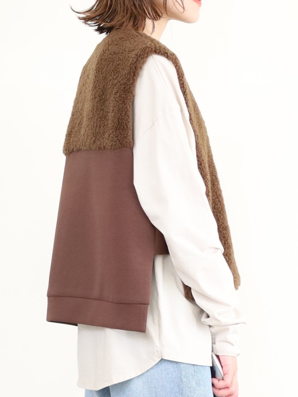 【trois】ボア×ポンチショート丈ベスト