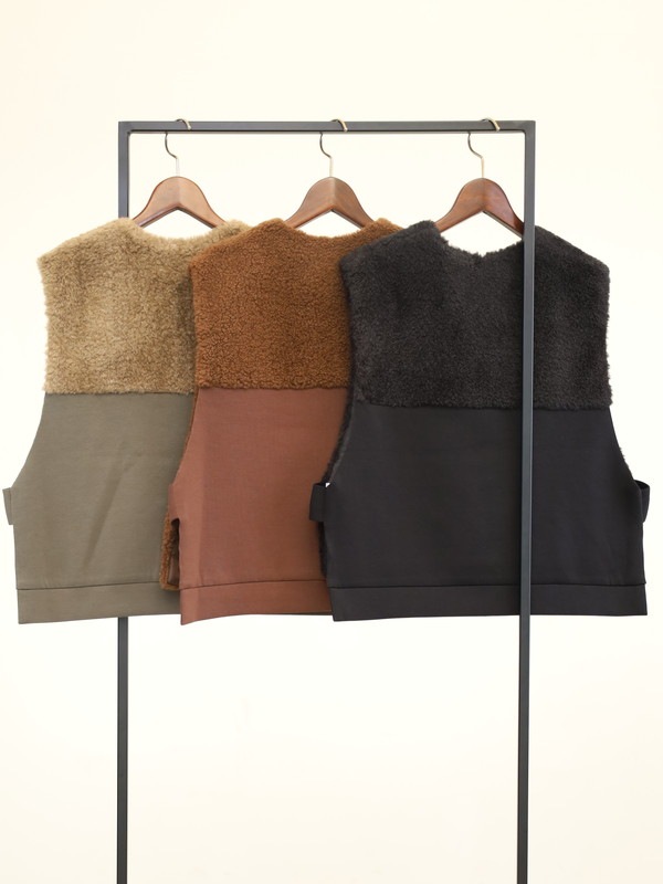 【trois】ボア×ポンチショート丈ベスト