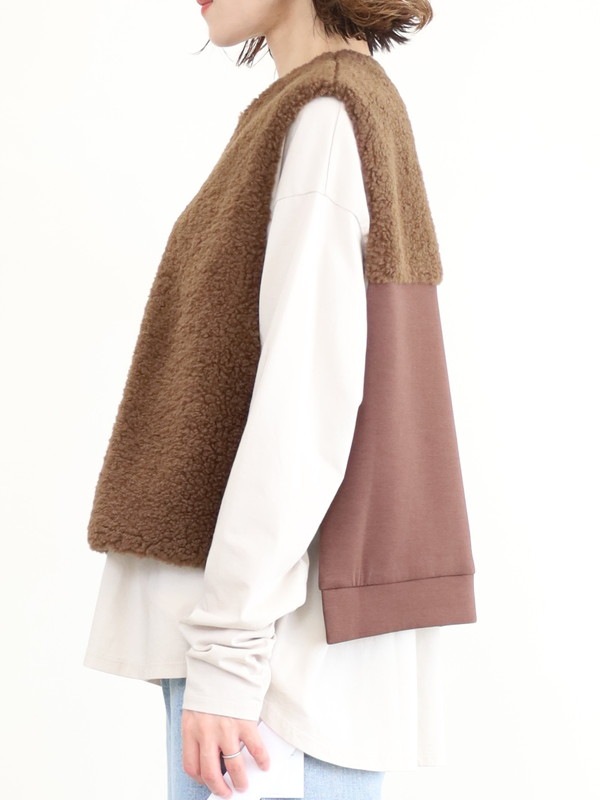 【trois】ボア×ポンチショート丈ベスト