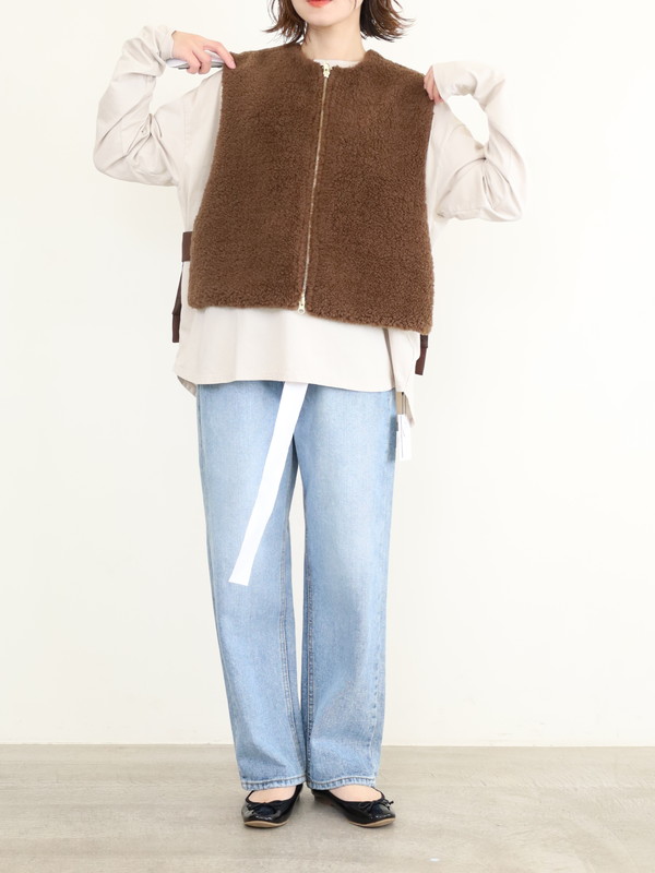 【trois】ボア×ポンチショート丈ベスト
