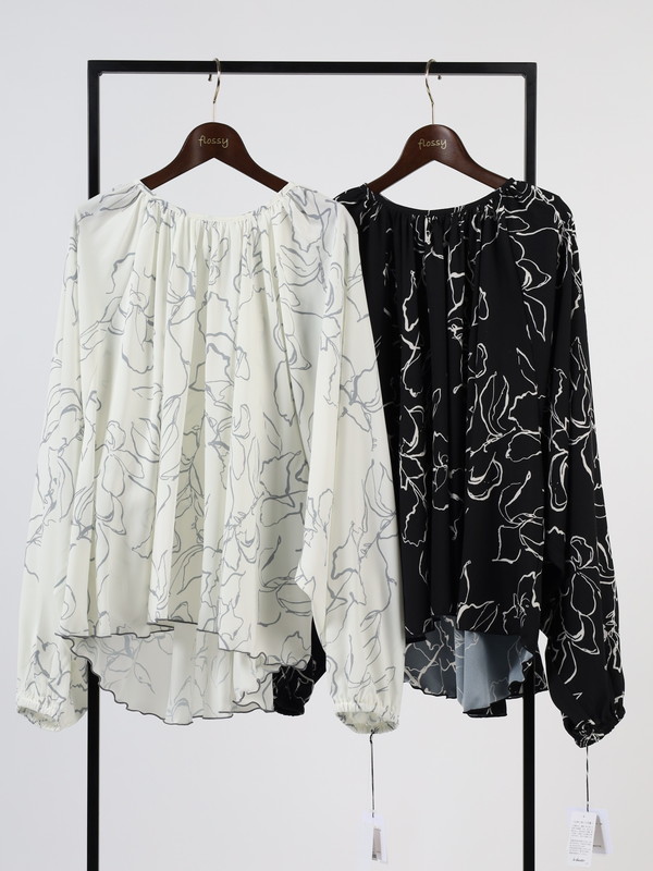 【EMUE】花柄ボリュームブラウス