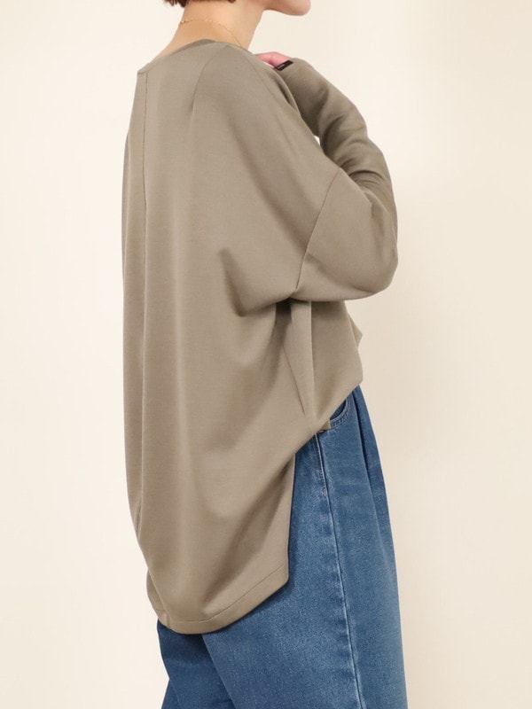 【ayane】キーネックライトボンディングロゴロンT