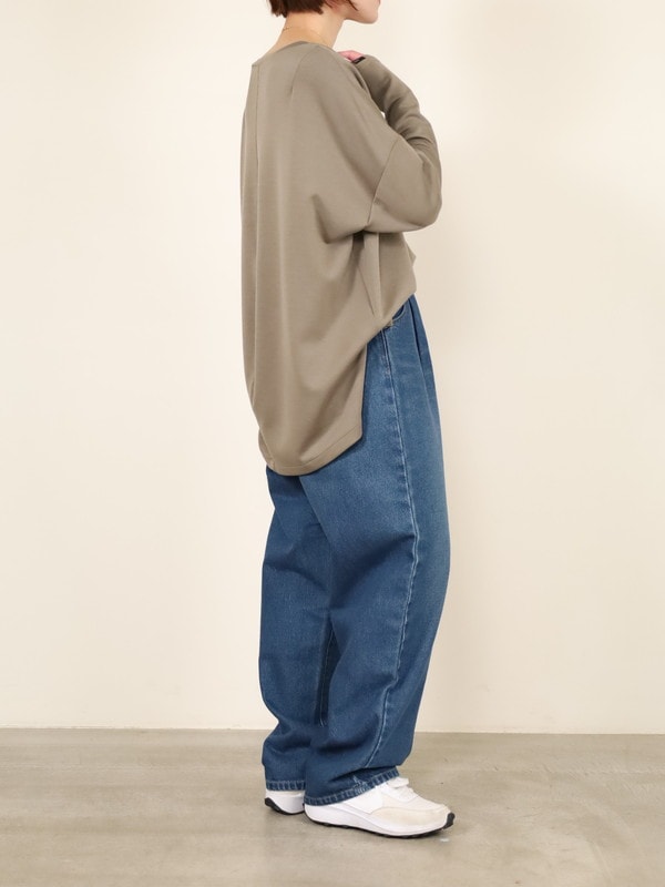 【ayane】キーネックライトボンディングロゴロンT