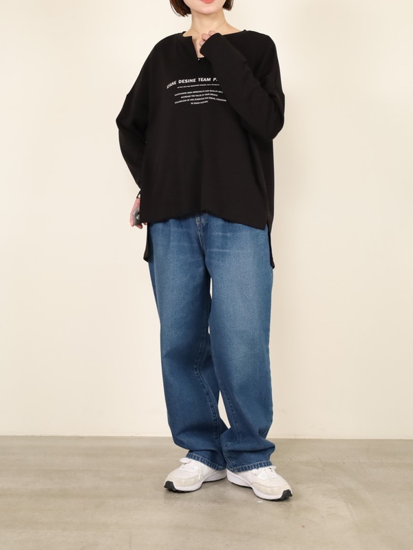 【ayane】キーネックライトボンディングロゴロンT