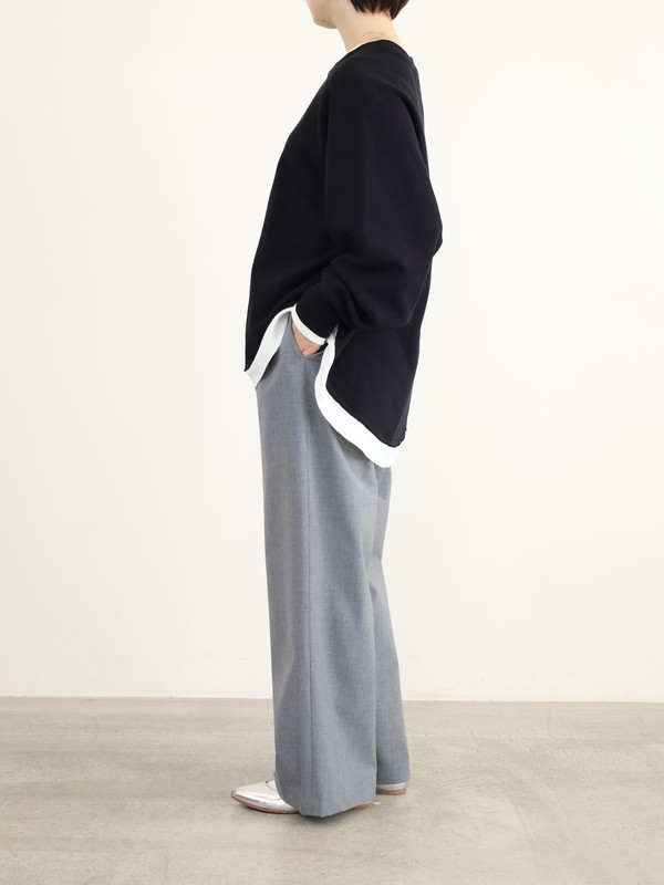 【trois】レイヤード風長袖裏毛トップス