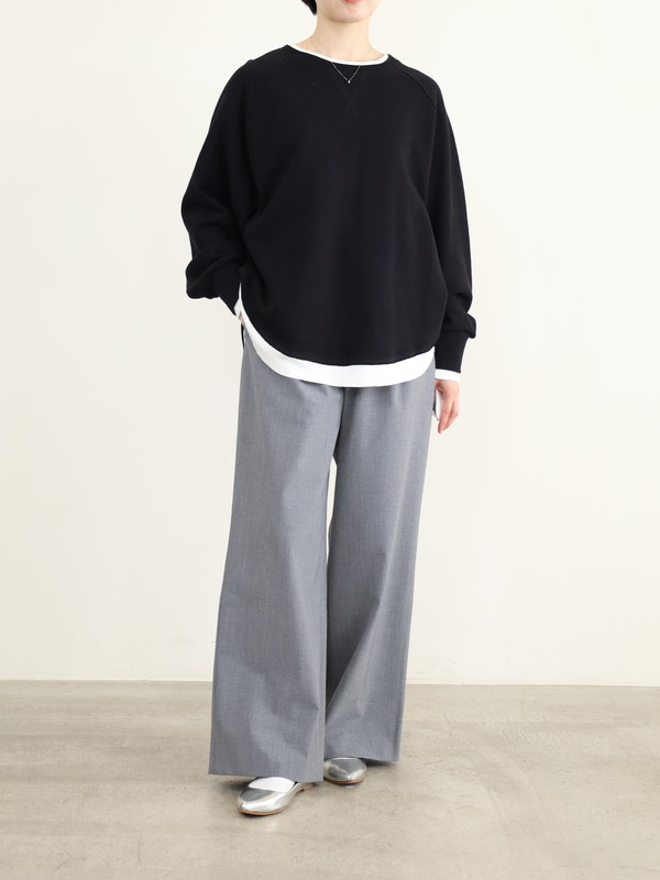 【trois】レイヤード風長袖裏毛トップス