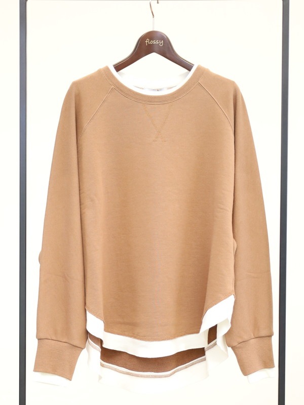 【trois】レイヤード風長袖裏毛トップス