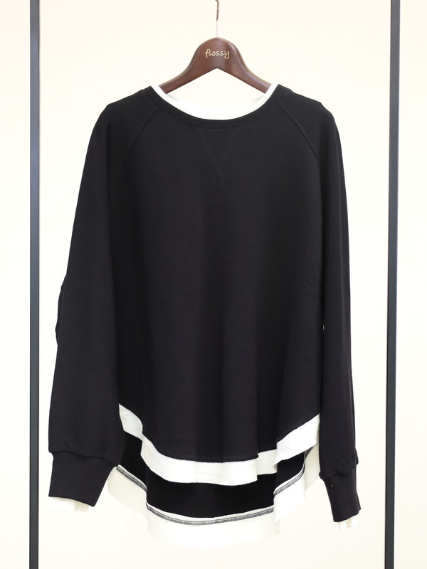 【trois】レイヤード風長袖裏毛トップス