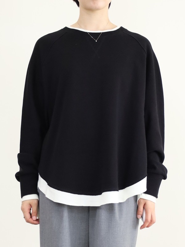 【trois】レイヤード風長袖裏毛トップス