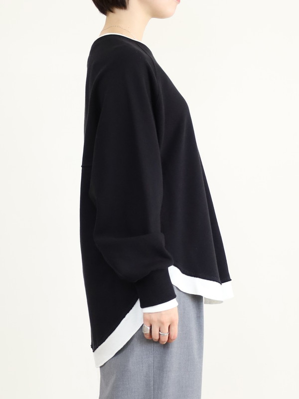 【trois】レイヤード風長袖裏毛トップス