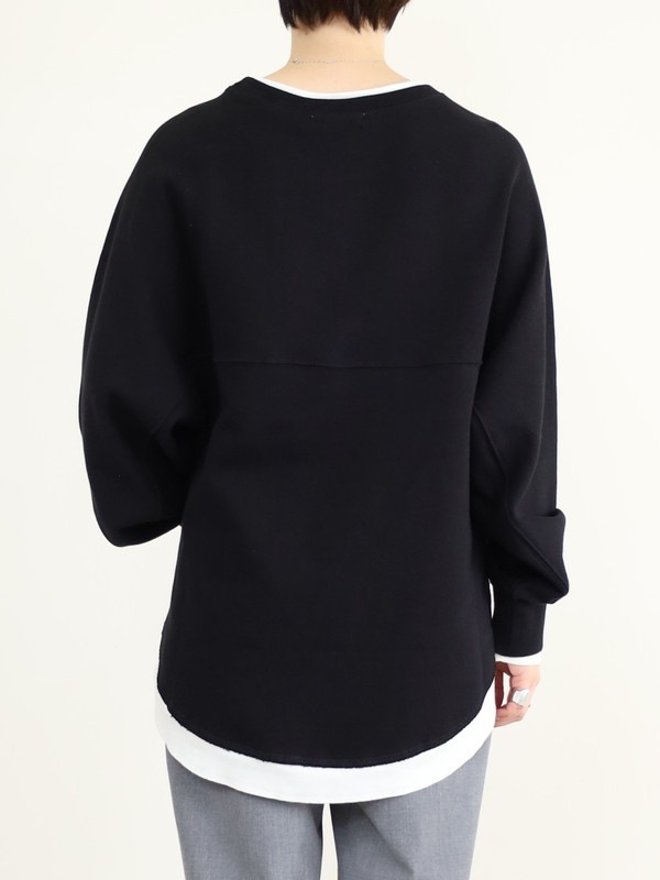 【trois】レイヤード風長袖裏毛トップス