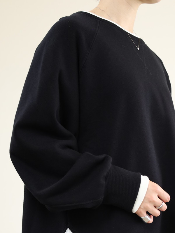 【trois】レイヤード風長袖裏毛トップス