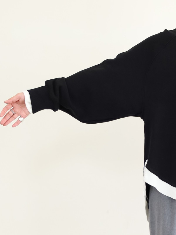 【trois】レイヤード風長袖裏毛トップス