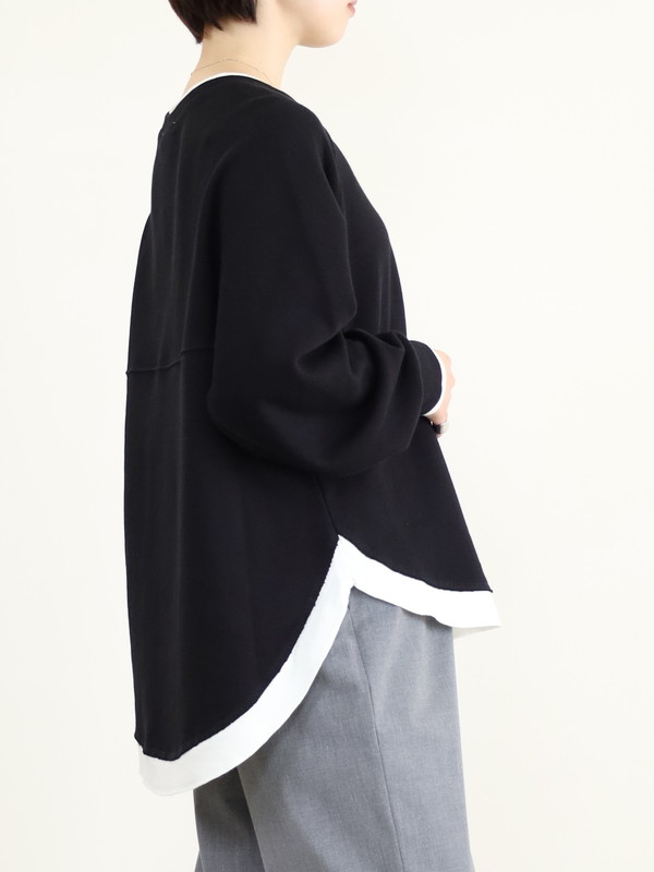 【trois】レイヤード風長袖裏毛トップス