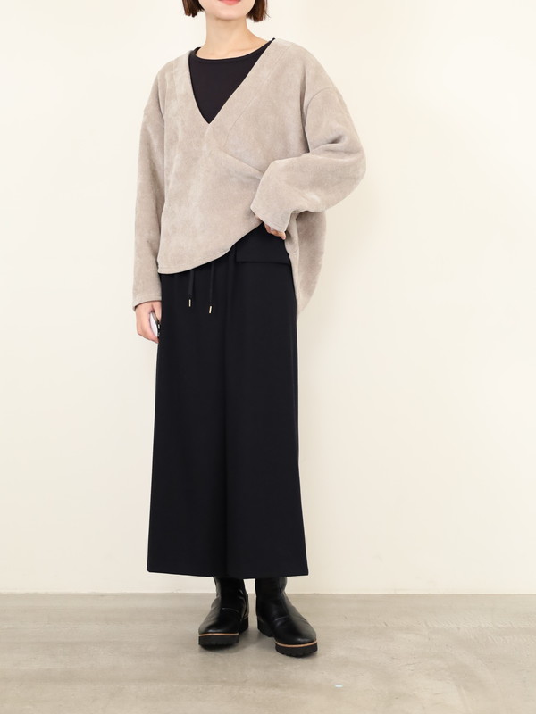 【Doneeyu】カシミヤタッチラップ付きスカート