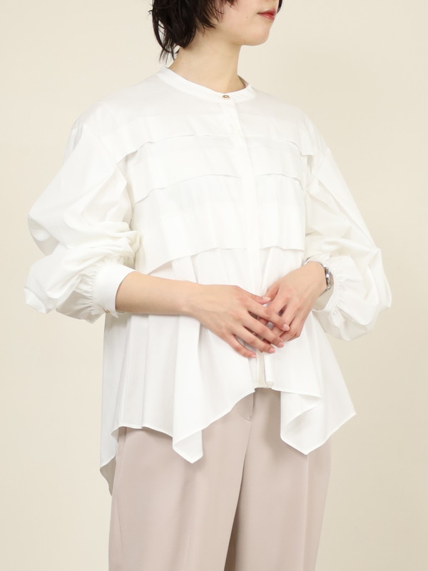 【CHIGNON】ピンタックフレア長袖ブラウス 