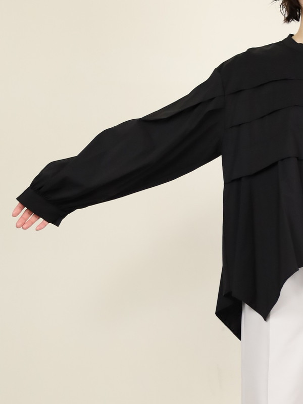 【CHIGNON】ピンタックフレア長袖ブラウス 