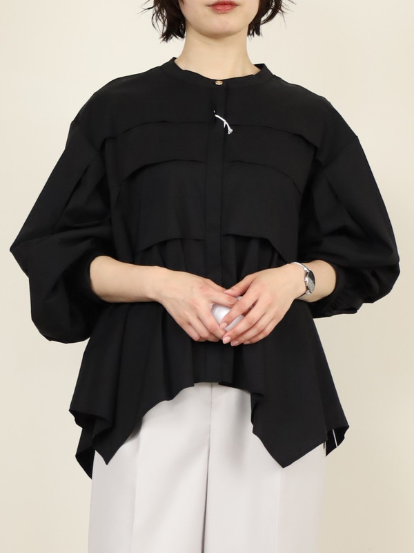 【CHIGNON】ピンタックフレア長袖ブラウス 