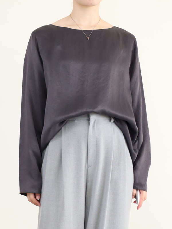 【MICA&DEAL】サテン長袖ブラウス