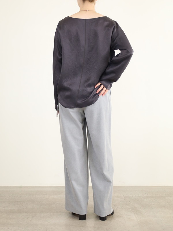 【MICA&DEAL】サテン長袖ブラウス