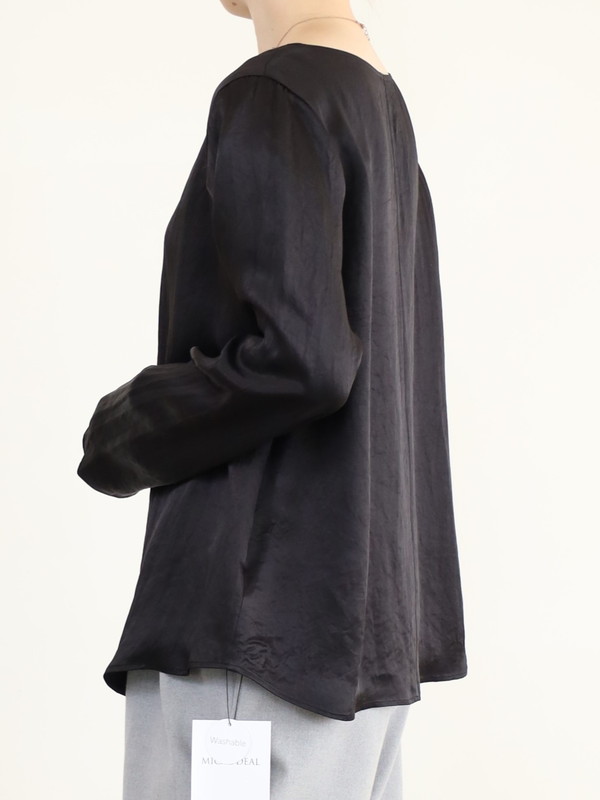 【MICA&DEAL】サテン長袖ブラウス