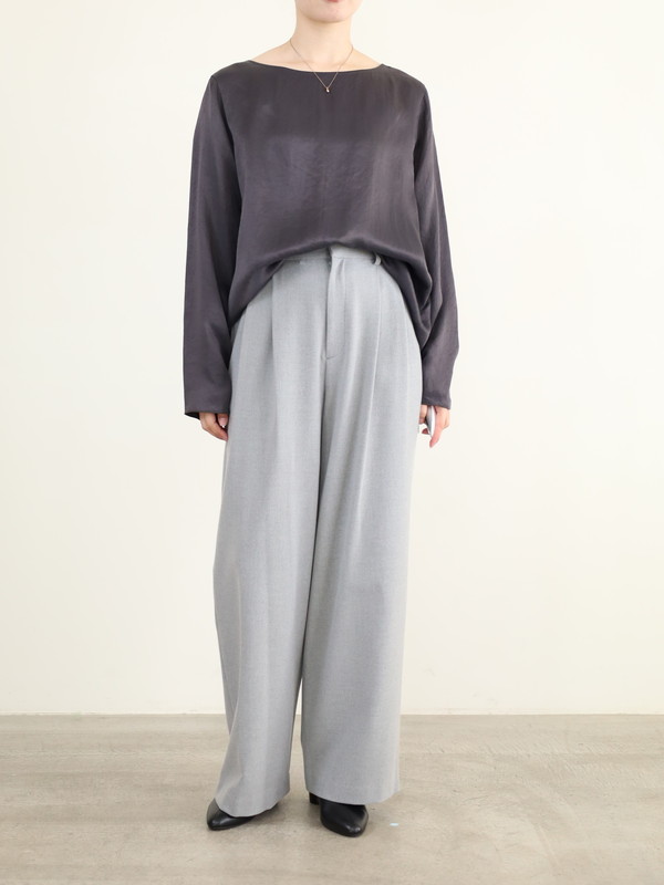 【MICA&DEAL】サテン長袖ブラウス