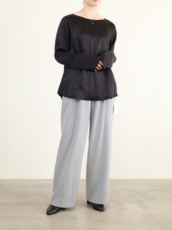 【MICA&DEAL】サテン長袖ブラウス