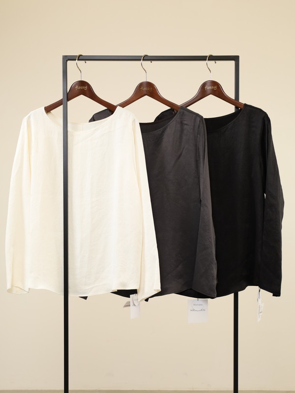 【MICA&DEAL】サテン長袖ブラウス