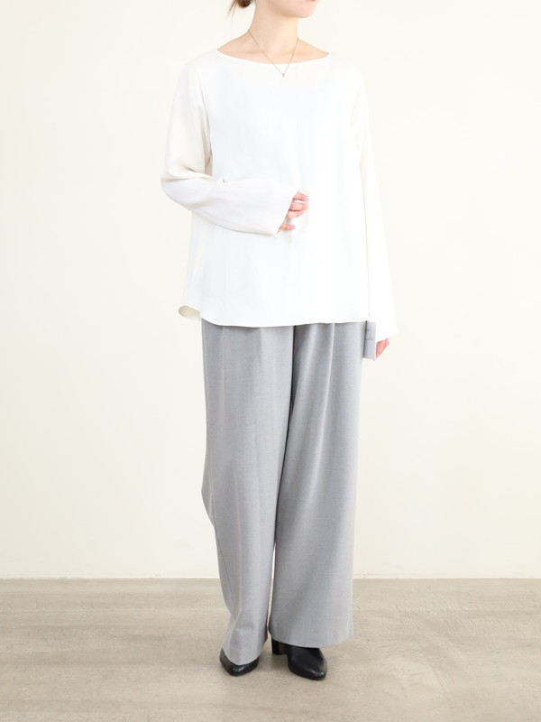 【MICA&DEAL】サテン長袖ブラウス