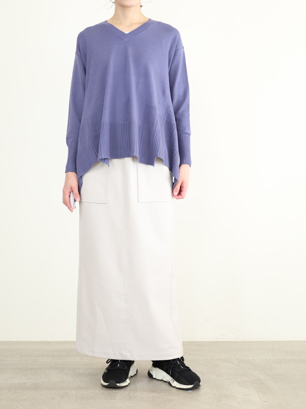 【ayane】Vネックイレギュラーヘムニット
