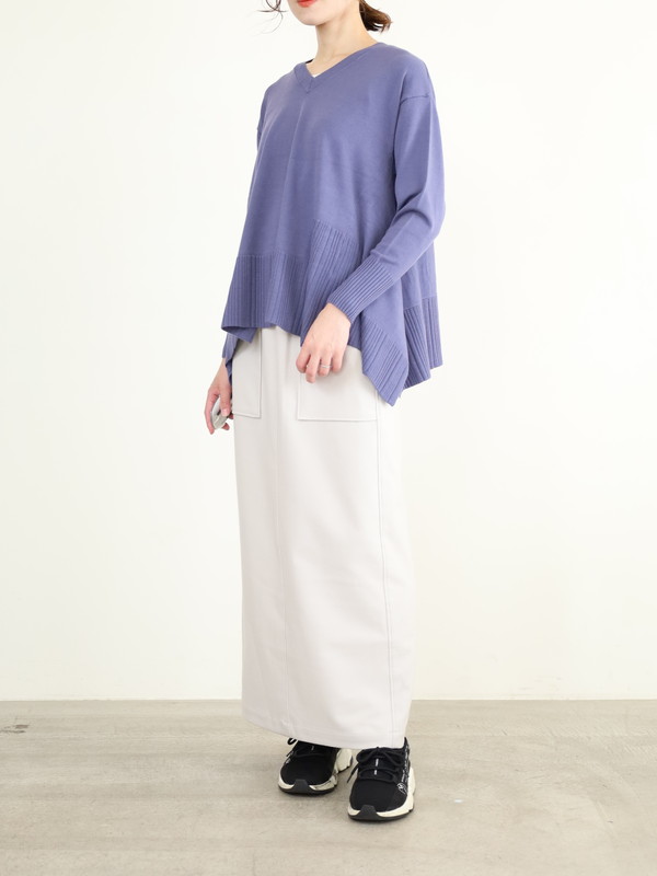 【ayane】Vネックイレギュラーヘムニット