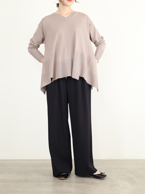 【ayane】Vネックイレギュラーヘムニット