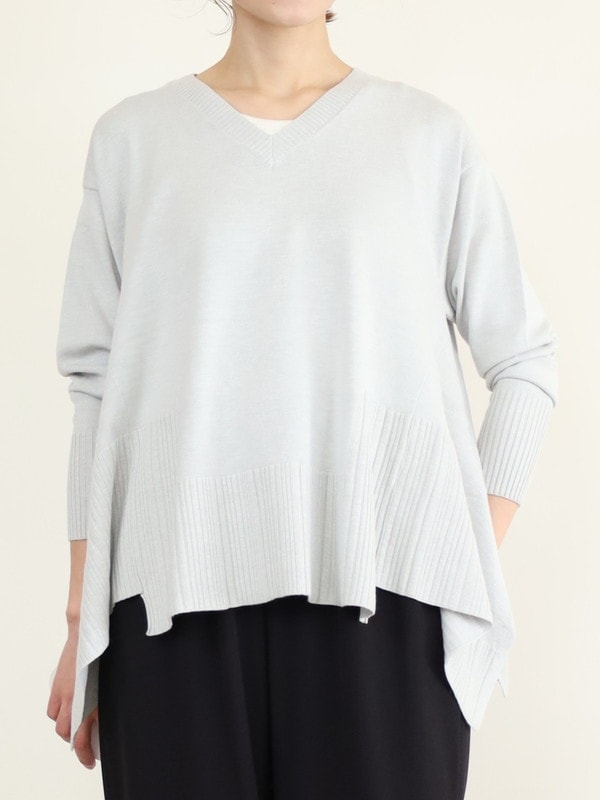 【ayane】Vネックイレギュラーヘムニット