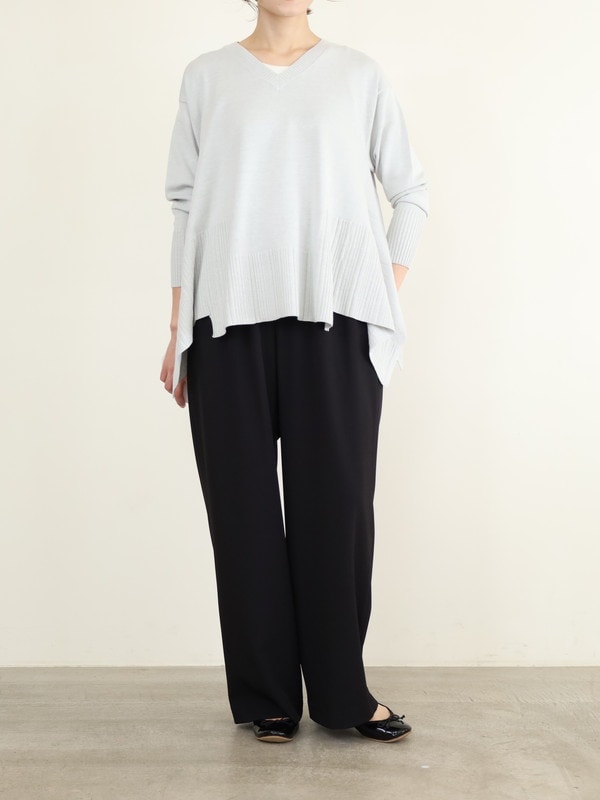 【ayane】Vネックイレギュラーヘムニット