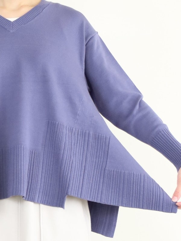 【ayane】Vネックイレギュラーヘムニット