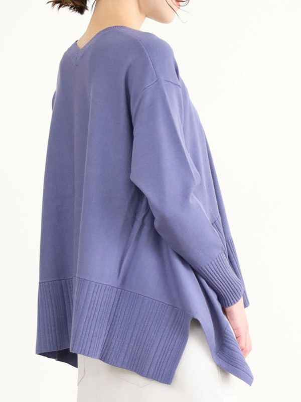 【ayane】Vネックイレギュラーヘムニット