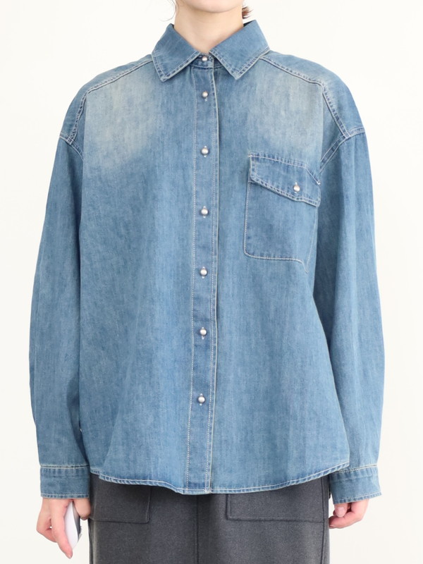 【tranoi】ドームボタンデニムシャツ