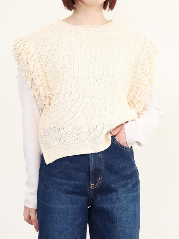 【CHIGNON】袖フリンジニットベスト