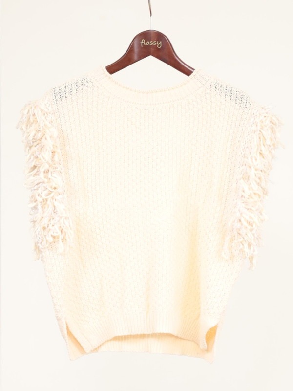 【CHIGNON】袖フリンジニットベスト