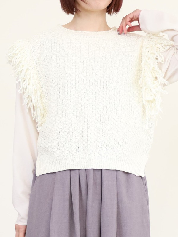 【CHIGNON】袖フリンジニットベスト