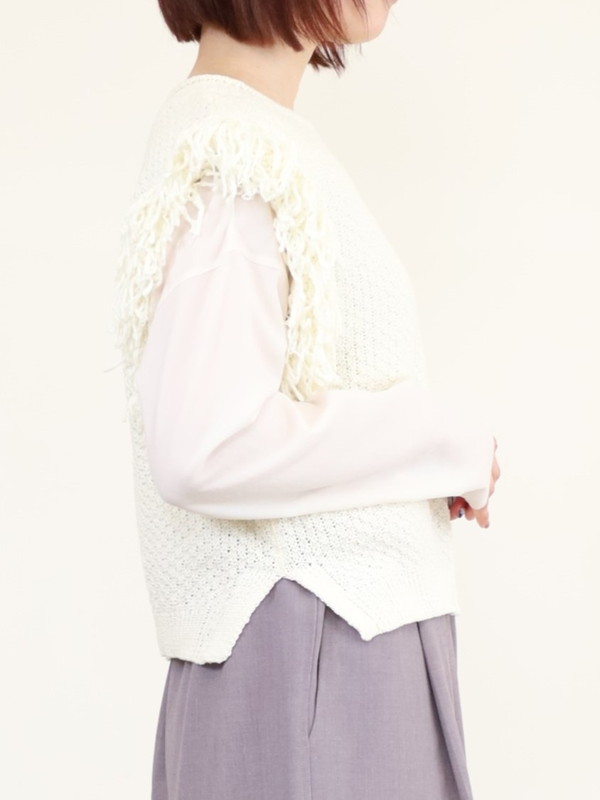 【CHIGNON】袖フリンジニットベスト